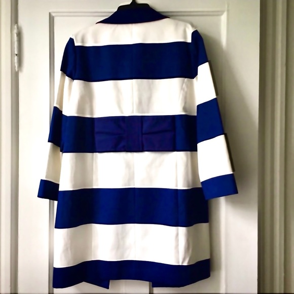 NWT Kate Spade New York Striped Franny Coat with Back Bow in Blue & White - Picture 5 of 14